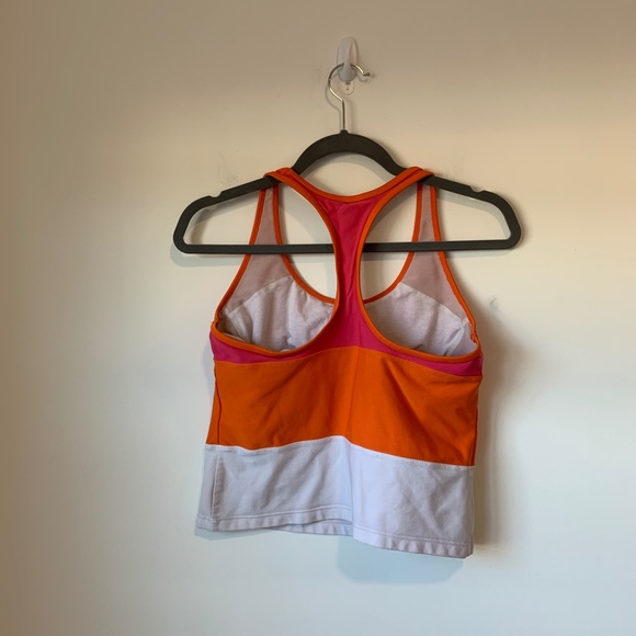 Nike Orange Pink & White Striped Built In Bra Active Tank Top - Picture 4 of 5